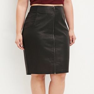 Forever 21 plus pencil faux leather black skirt xl